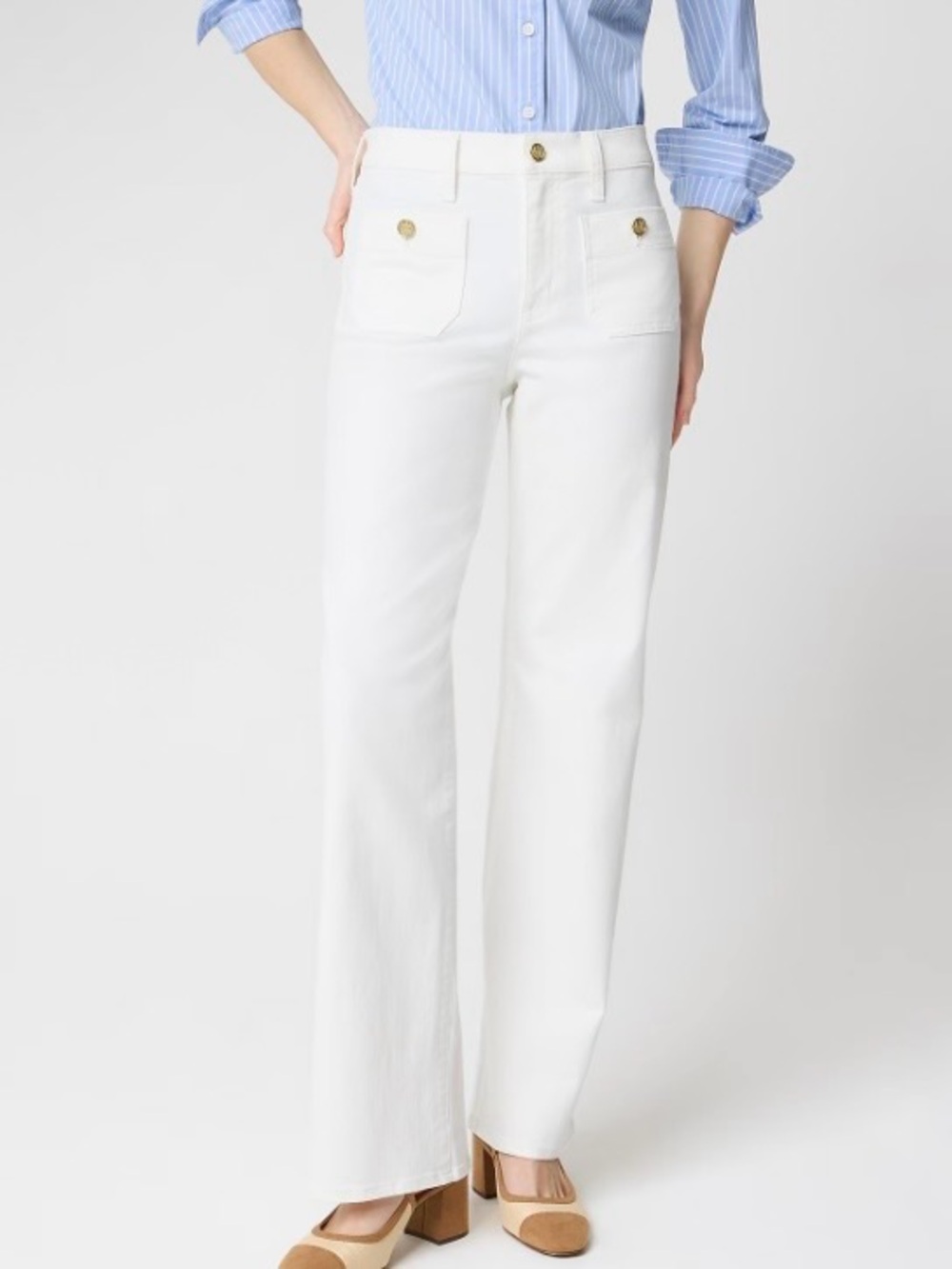 J. Crew Factory. Trendy wide-leg Sailor jean with lots of stretch.High rise.27T.